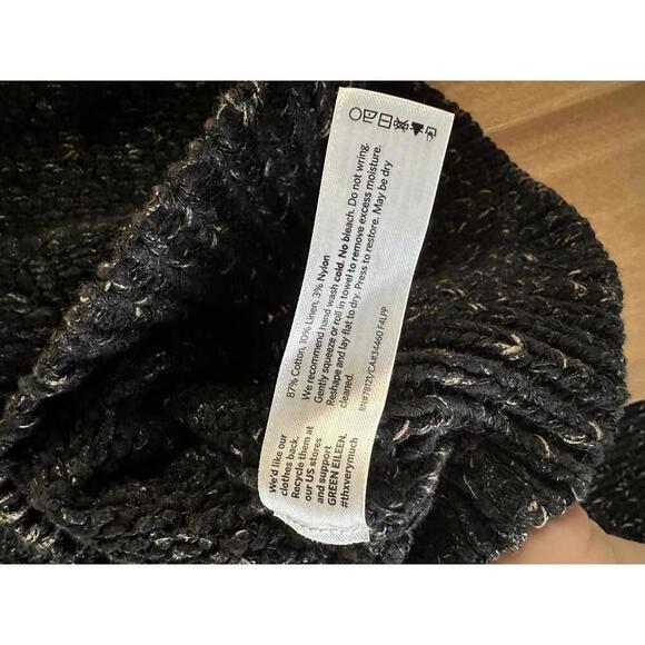 Eileen Fisher Black Marbled Chunky Knit Scoop Neck Sweater Women’s size Medium​ - Picture 8 of 10